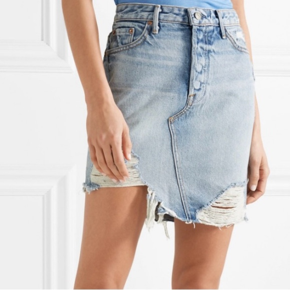 GRLFRND Denim NWT Rhoda Distressed Jean Mini Skirt Revolve sz 27 $188